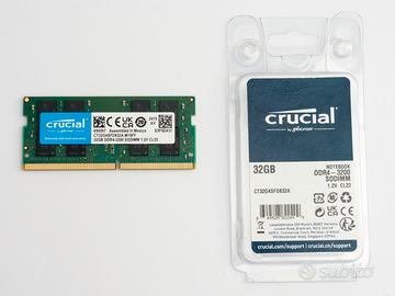 Crucial RAM 32GB DDR4 3200MHz Sodimm per notebook
