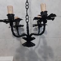 Lampadario in ferro battuto a 4 braccia