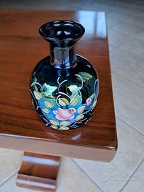 Vaso in vetro dipinto a mano bagno oro