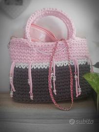 borsa fatta a mano con pochette estraibile
