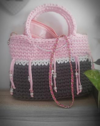 borsa fatta a mano con pochette estraibile