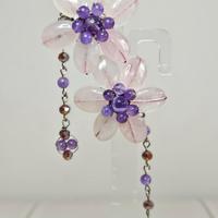 orecchini a clip in ametista e quarzo rosa