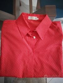 camicia donna rossa a pois 