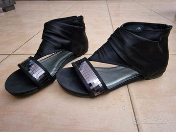 Gladiator Neri con Fascia Metallizzata a Specchio