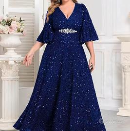 Vestito in paillettes per cerimonia blu