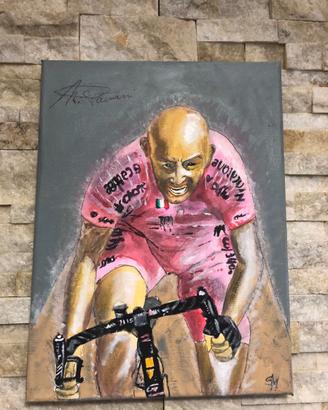 QUADRO DIPINTO SU TELA '' MARCO PANTANI '' FIRMATO