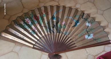 antico ventaglio gigante cina giapponese dipinto 