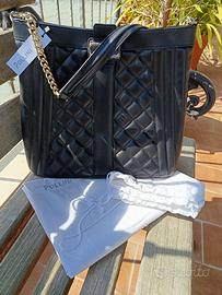 Borsa nera a spalla Pollini nuova con targhetta