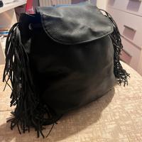 Zaino di pelle com frange