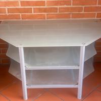 Angoliera in acciaio e vetro satinato