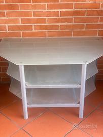 Angoliera in acciaio e vetro satinato