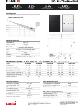 Pannelli fotovoltaici Longi 430w