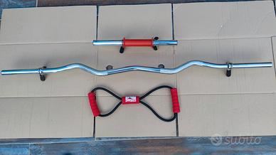 bilanciere + manubrio + elastico  per fitness l
