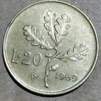 20 lire italiane del 1969