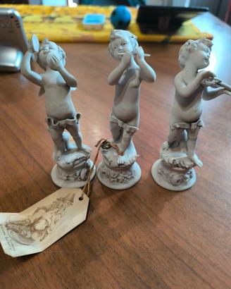 3 angeli porcellana Capodimonte con cartellino