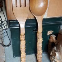 Cucchiaio e forchetta in legno 72 centimetri