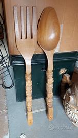 Cucchiaio e forchetta in legno 72 centimetri