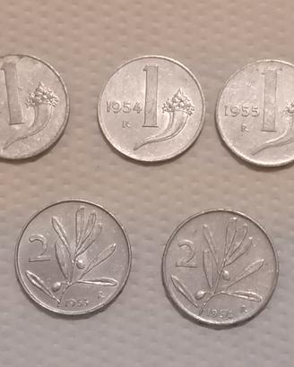 Monete 1 lira Cornucopia 2 lire Olivo