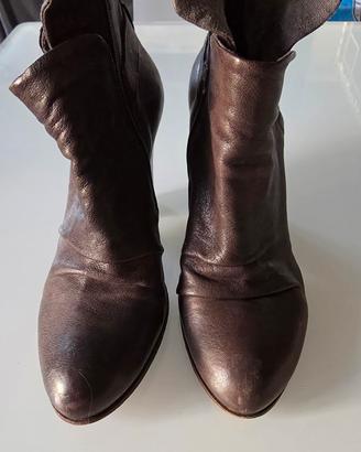 Stivaletti Ixos n.39 in Vera Pelle Bronze/Marrone