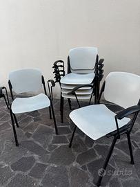 6 Sedie Poltrona Impilabili Bianche con Braccioli