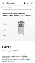 Condizionatore portatile electroline 9000btu