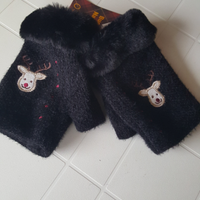 Guanti neri con bordo in pelliccia