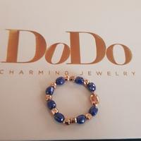 Anello oro rosa e ceramica blu dodo