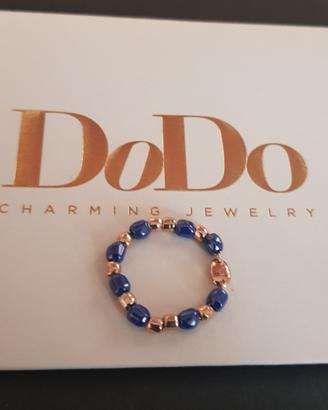 Anello oro rosa e ceramica blu dodo