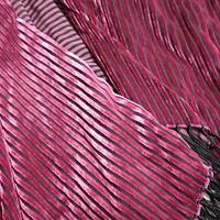 foulard in seta pura a righe in velluto fucsia e n
