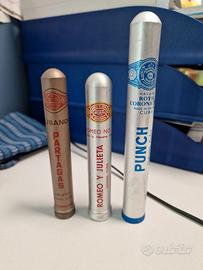 Tre Tubos Sigari vuoti, con relativo cedro