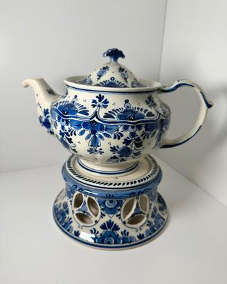 Teiera con riscaldatore in ceramica di Delft