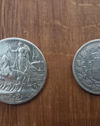 2 lire quadriga veloce + 1 lira Umberto