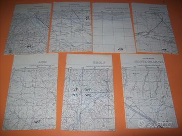 lotto di 7 Cartina/mappe Istituto geografico Mili