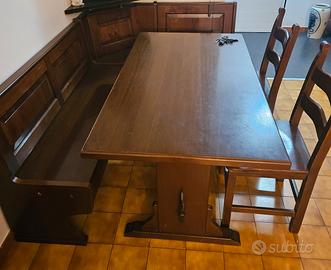 tavolo con cassapanca in vero legno 