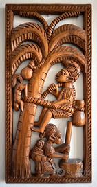 Pannello africano legno intagliato Nigeria Yoruba
