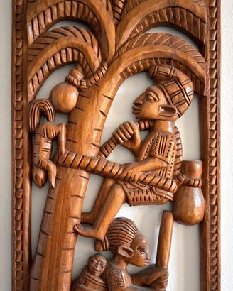 Pannello africano legno intagliato Nigeria Yoruba