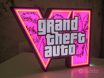Lampada Led Scritta GTA VI Insegna Lightbox