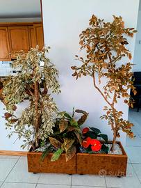 Fioriera doppia con piante artificiali