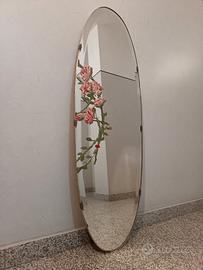Specchio da parete anni 50 con cornice in ottone