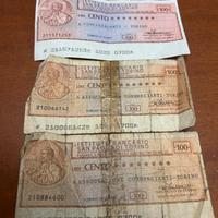 3 mini assegni San Paolo di Torino 100 Lire 1975