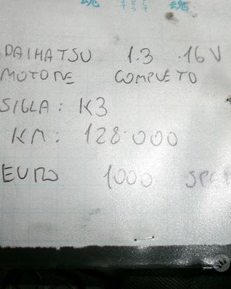 Motore daihatsu 1.3 16v k3