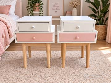 Coppia comodini Maisons du Monde – bianchi e rosa