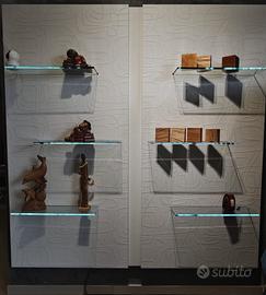 Parete sospesa Design 2mx2m in legno e vetro +LED