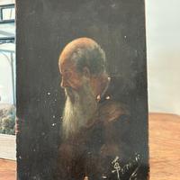 Dipinto eremita religioso sacerdote ottocento