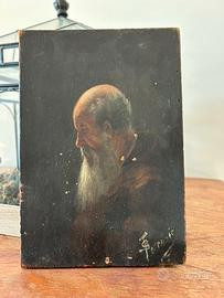 Dipinto eremita religioso sacerdote ottocento