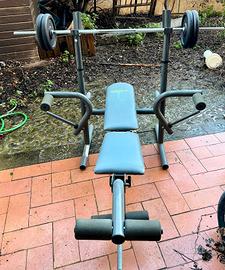 Panca pesi multifunzione con bilanciere e 40 kg di