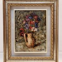 Adelio Colombo fiori tecnica su tavola