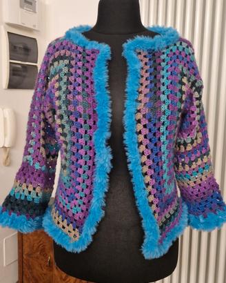 Cardigan lana Granny e Pelliccia eco