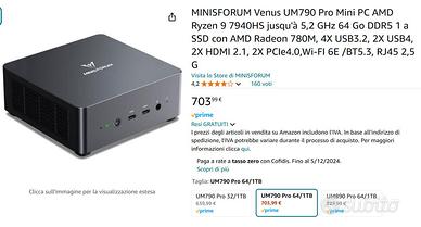 minipc MinisForum UM790 ryzen 9 7940hs 64gb 1T ssd