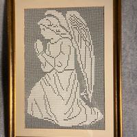 Quadro in pizzo filet – Angelo in preghiera
